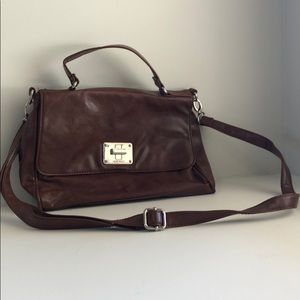 Brown top handle satchel and crossbody, Nine West